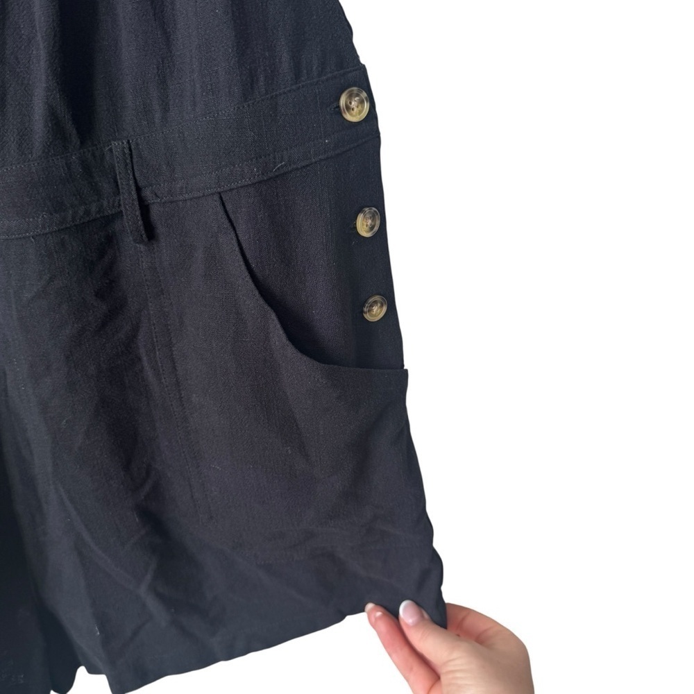 Jackson Rowe Tulum Black Linen Short Overalls Romper Tie Strap Women's Large - Picture 4 of 10
